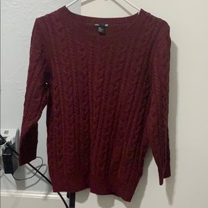 Burgundy H&M Cable Knit Sweater Size M